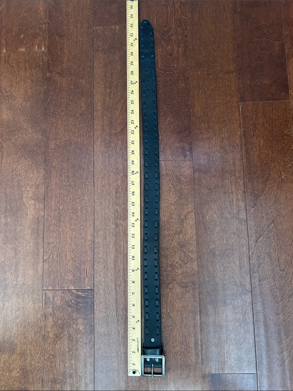 The Children’s Place Kid’s Chunky Black Leather Belt, Silver Buckle, Size 8-14